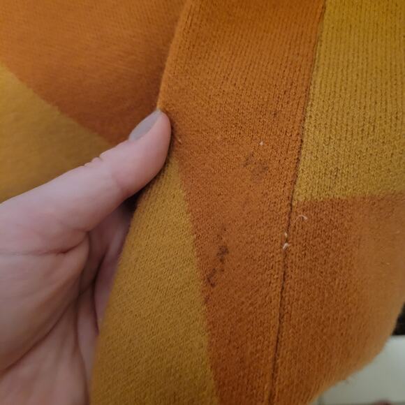 Oversized Checkered Knit Sweater Orange Yellow Lalavon Size Large - Picture 7 of 8